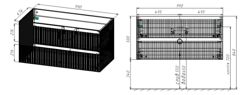 Тумба подвесная Vincea Welle 1000 M.Beige Soft-touch VMC-2WL100MBG